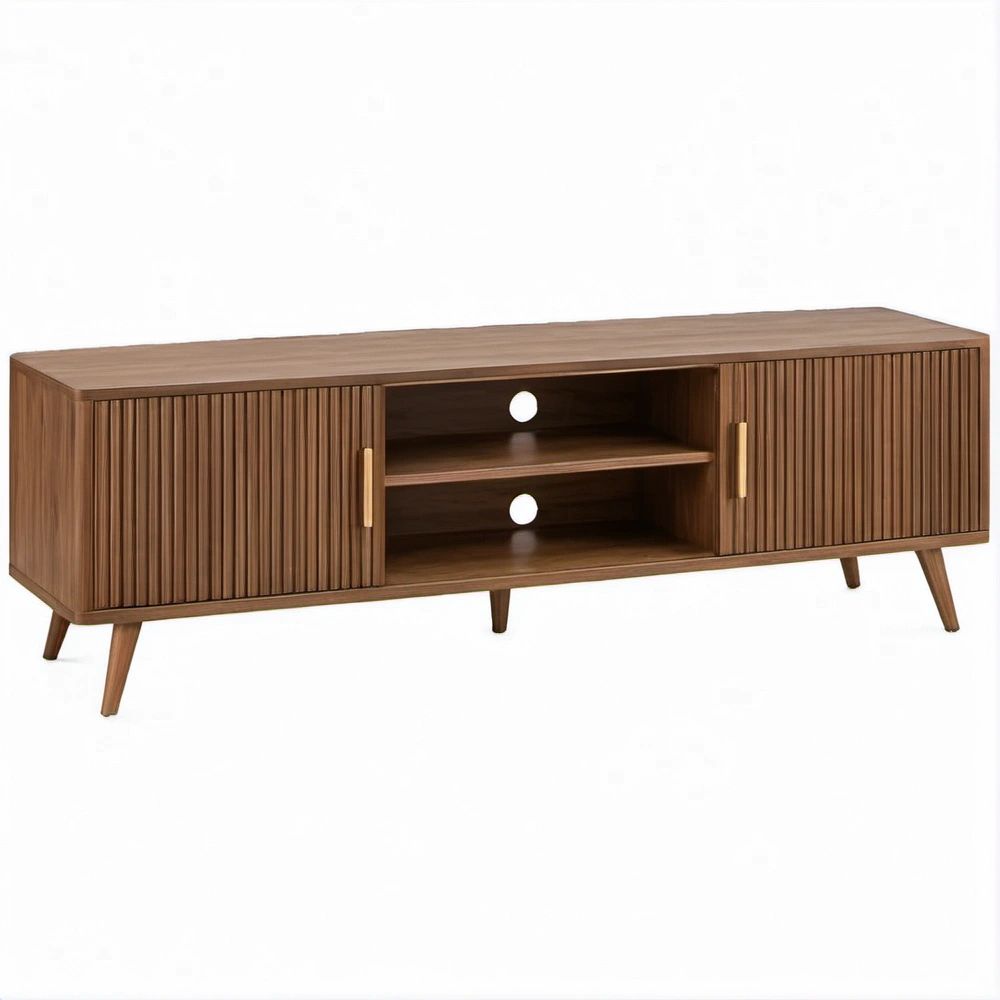 TV-Lowboard in Nussbraun mit goldfarbenen Griffen, 180 x 40 x 60 cm