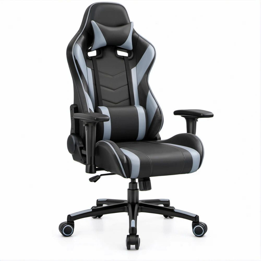 Ergonomischer Gamingstuhl Schwarz/Grau, 70 × 70 × 122–132 cm