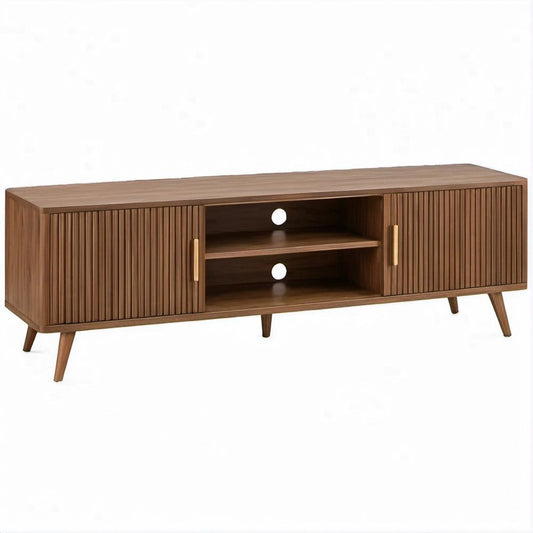 TV-Lowboard in Nussbraun mit goldfarbenen Griffen, 180 x 40 x 60 cm