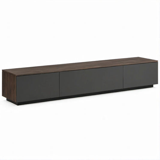 TV-Lowboard 200 x 40 x 45 cm in Nussbaumoptik, Anthrazit und Schwarz