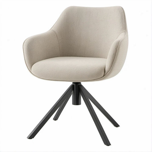 Drehbarer Polsterstuhl mit Armlehnen, Beige/Schwarz, 60 x 61 x 85 cm
