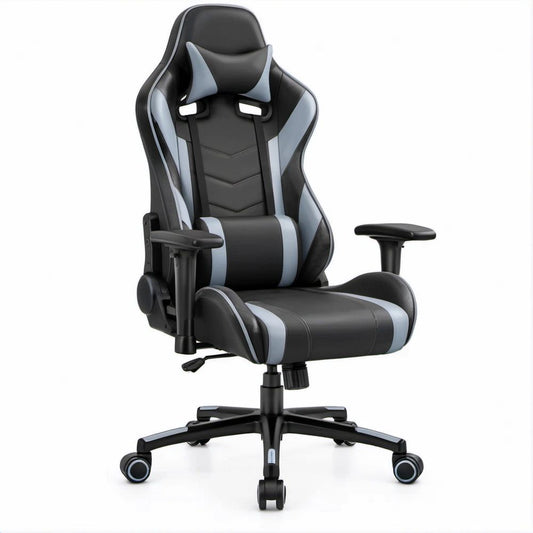 Ergonomischer Gamingstuhl Schwarz/Grau, 70 × 70 × 122–132 cm