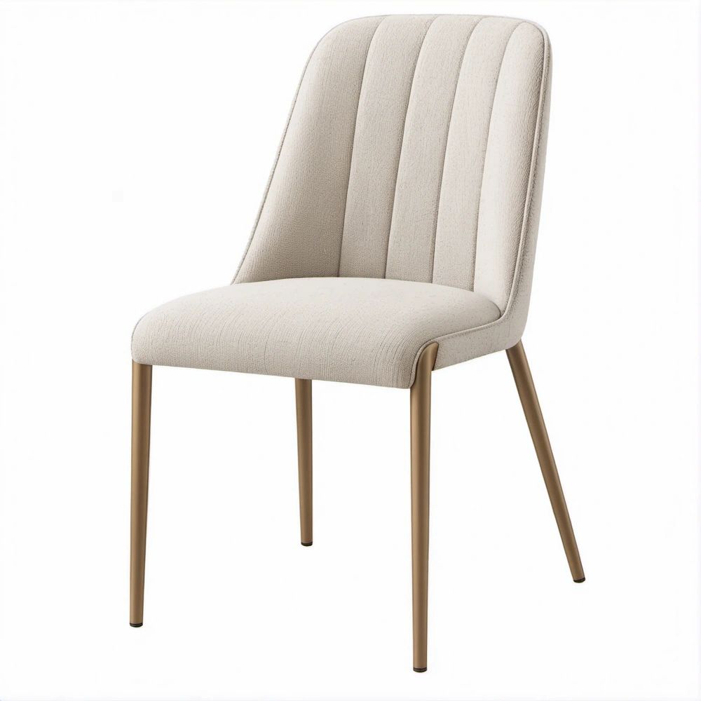 Gepolsterter Stuhl Beige mit goldbraunen Stahlbeinen, 48 x 60 x 88 cm