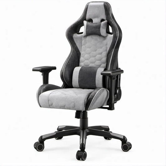 Gamingstuhl Schwarz/Grau aus Polyester, 68 x 68 x 125–135 cm
